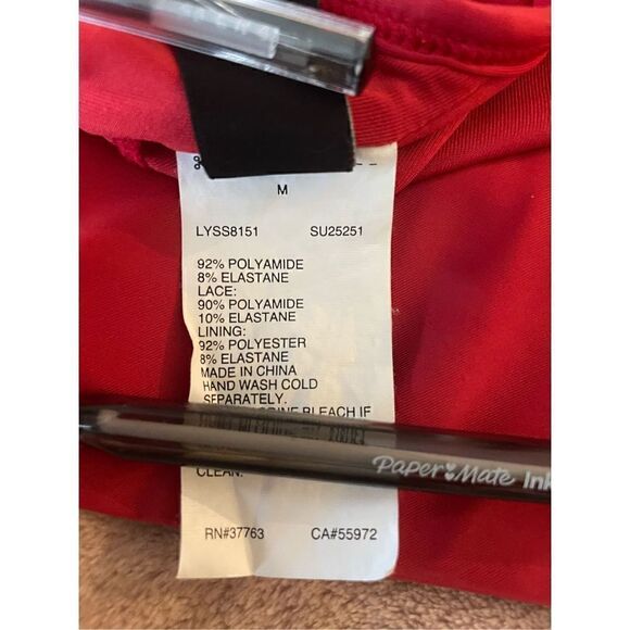 Laundry by Shelli Segal One Piece Lace Trim Red ( spice) Swimsuit Size M - Picture 10 of 13